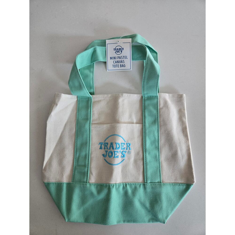 2 x Trader Joe's Mini Tote Green and Blue - Picture 2 of 3